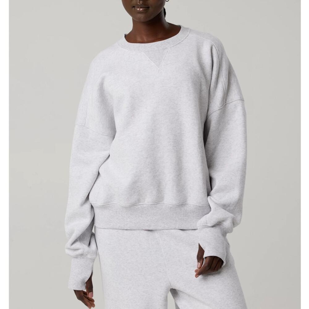 Offline By Aerie Cloud Fleece Sweatshirt Light Heather Gray Crew Women's XXS